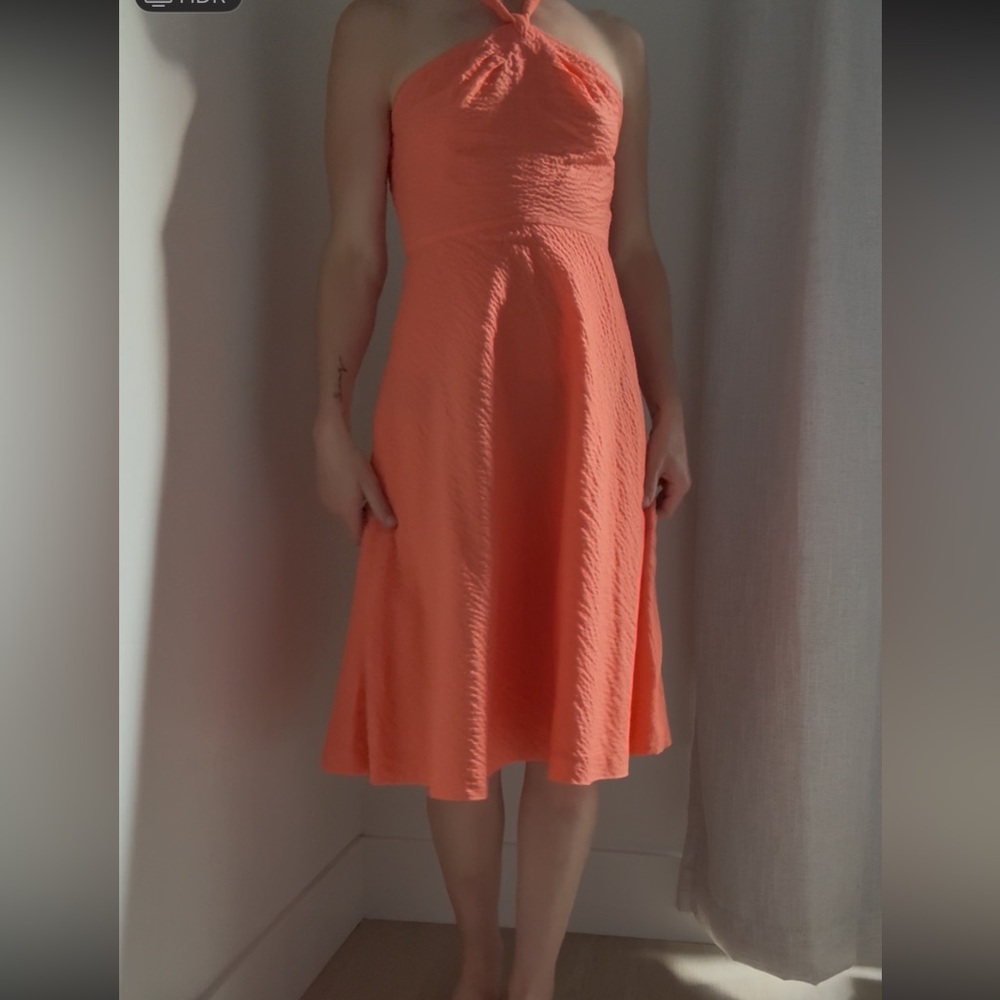 Vibrant Orange Midi Dress